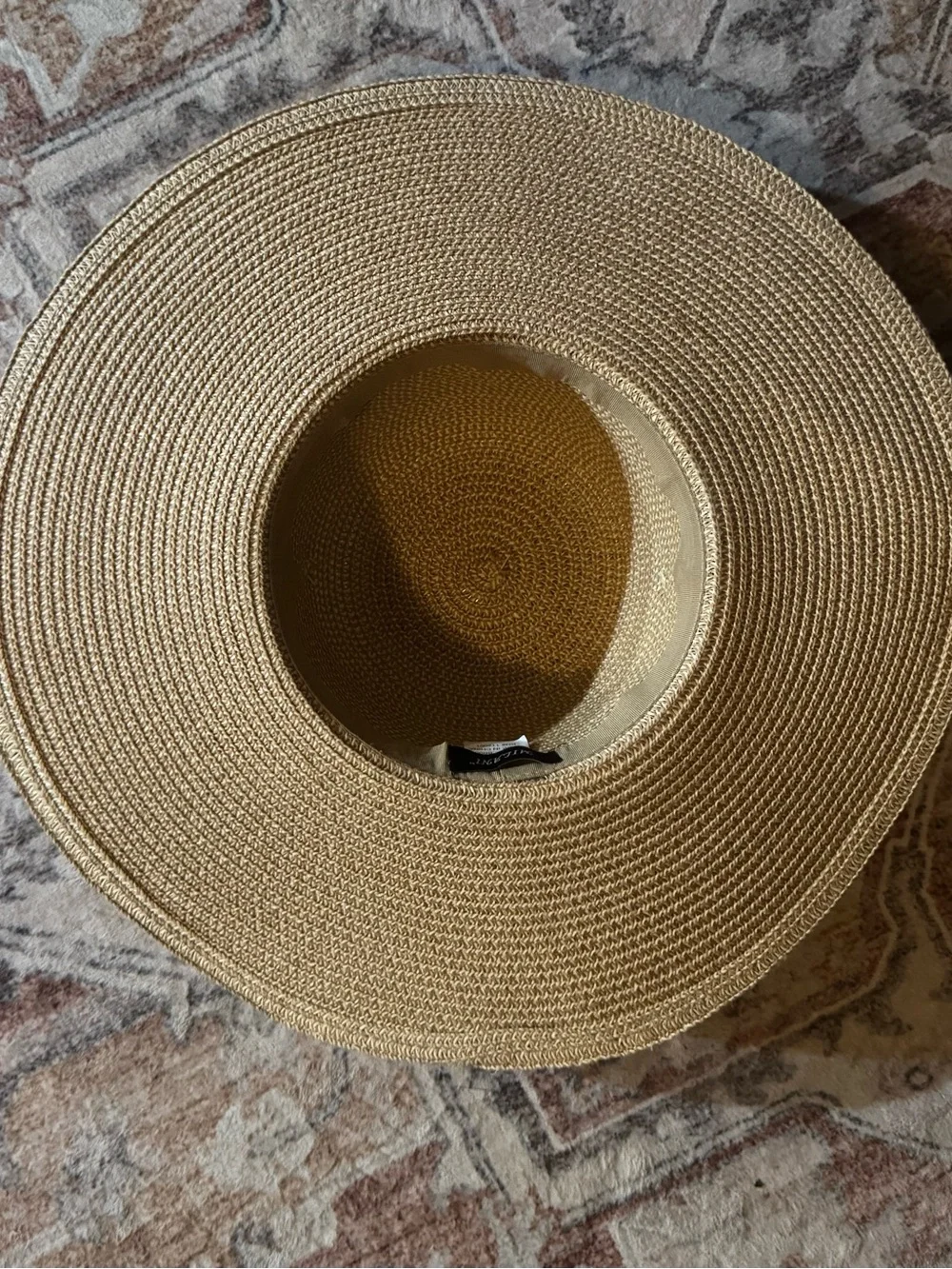 Milani Beige Straw Sun Hat with Black Polka Dot Bow